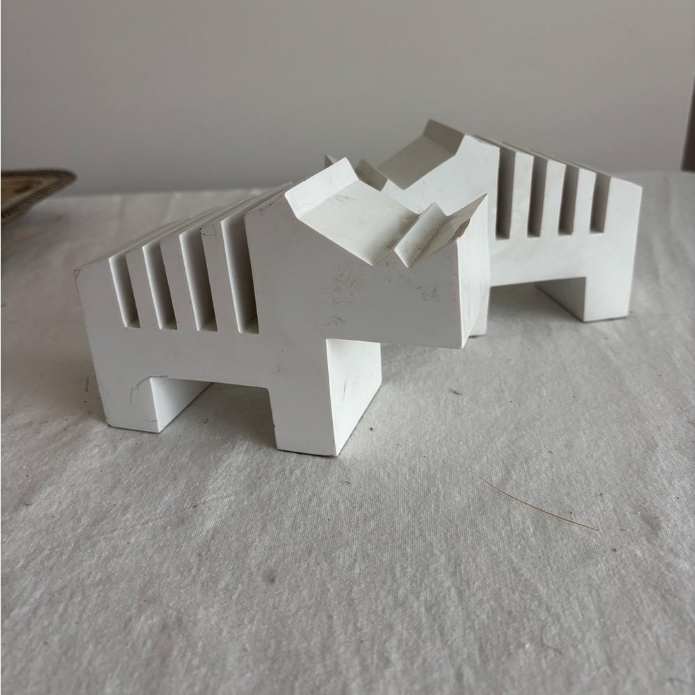 Modern White Rhino Bookends